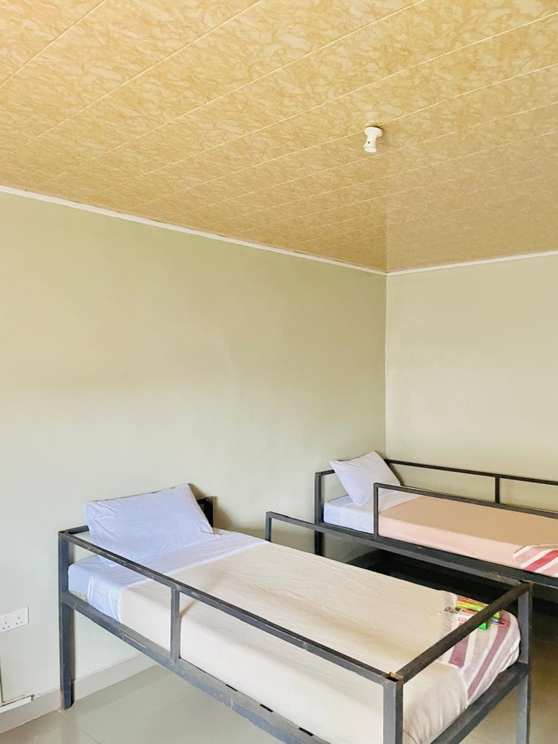 A residential room with beds